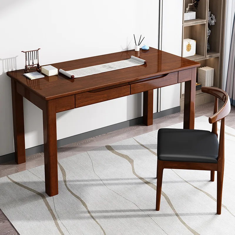Multi-functional Student study desk Solid wood desk Staff computer desk Office desk Home study desk Drawer Simple