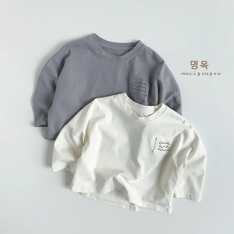 Long-sleeved T-shirt Boys Grils Childrern Korean Loose Casual Fashionable Comfortable Long Sleeves Solid All-matching