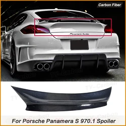 For Porsche Panamera 970.1 2009-2013 Car Trunk Lid Trim Cover FRP Spoiler Real Carbon Fiber 970 Rear Spoiler Wing