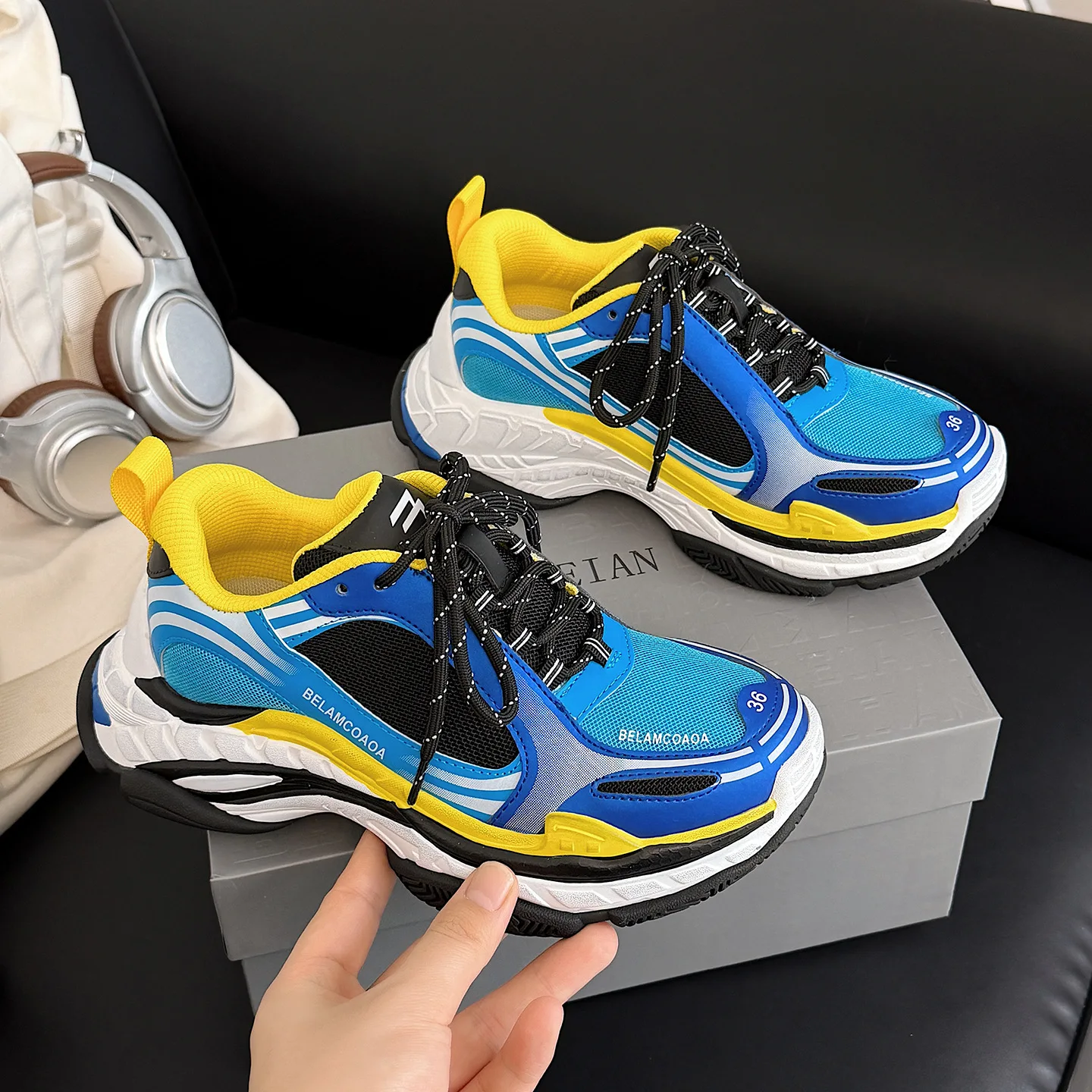 

Couple 2026 spring Paris retro old thick sole heightening dad shoes comfortable and versatile