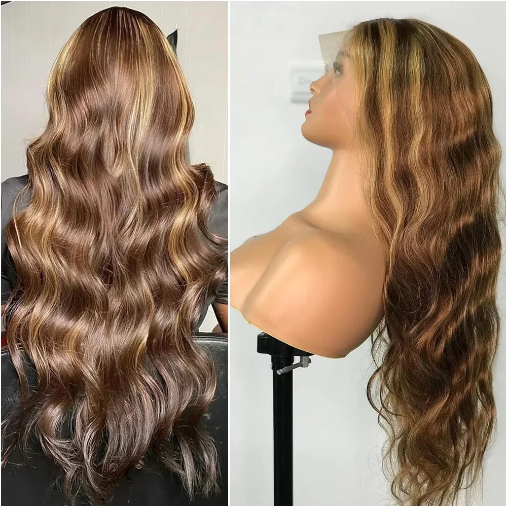 200% Dichtheid Kanten Voorkant Pruiken 100% Echt haar Body Wave 4/27 Hoogtepunt 13x4 13x6 HD Kant Frontaal Gekleurd 32 36 Inch Menselijke pruik