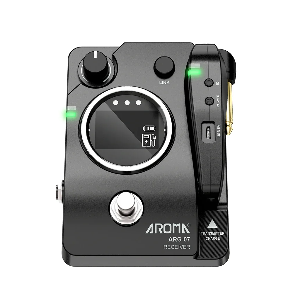 Aroma ARG-07 Guitar Wireless Transmission System Transmisster Receiver LCD Display 4 Channels Max. 35m Range Guitar Accessories