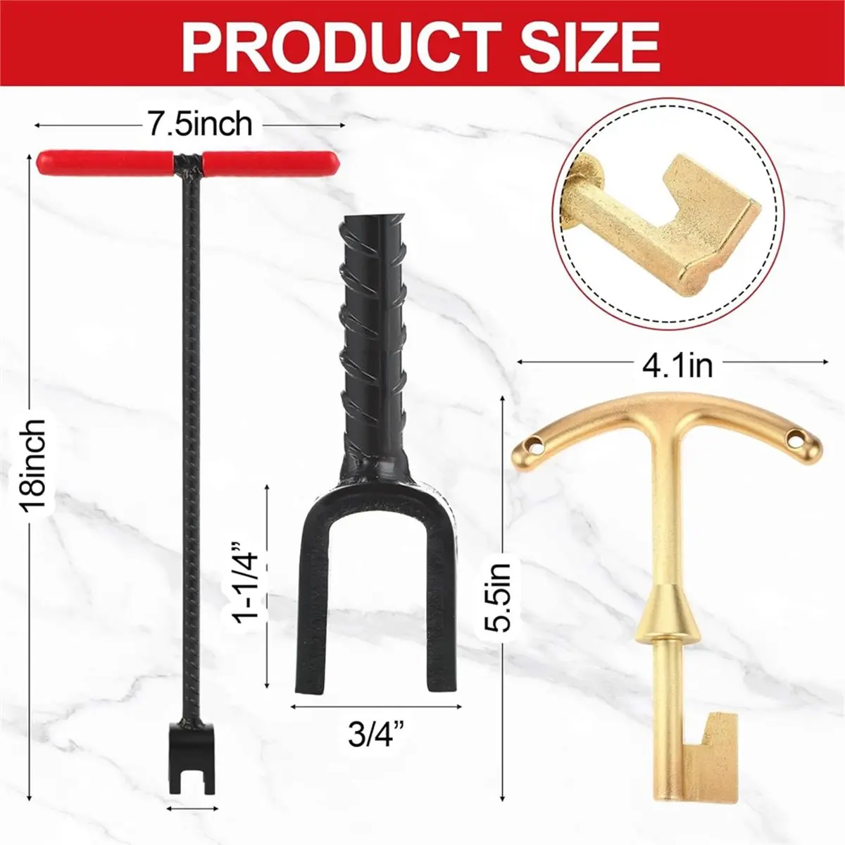 【BAAQ】 Water Meter Key 16 Inch Enforced Steel Wrench -Handle with 4-Way Multi-Functional Universal Key Brass Water Meter Box