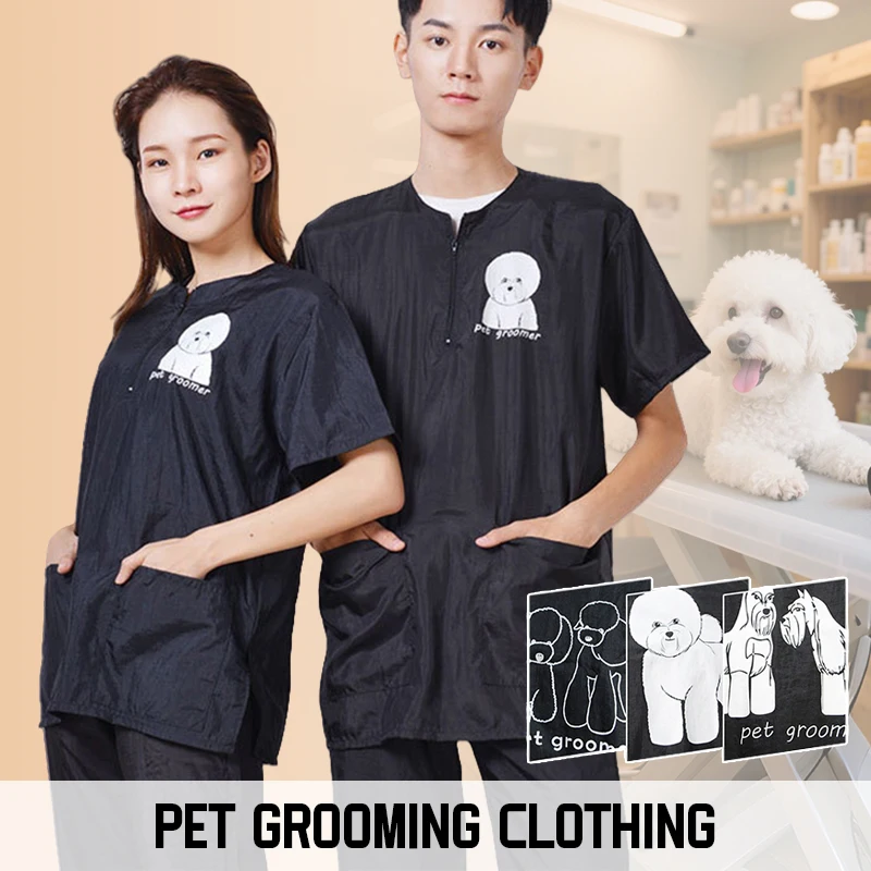 S-3XL Pet Groomer Jacket Pet Shop Hospital Non Stick Hair Waterproof Work Clothes Cats Dogs Pet Salon Care Uniforms Unisex