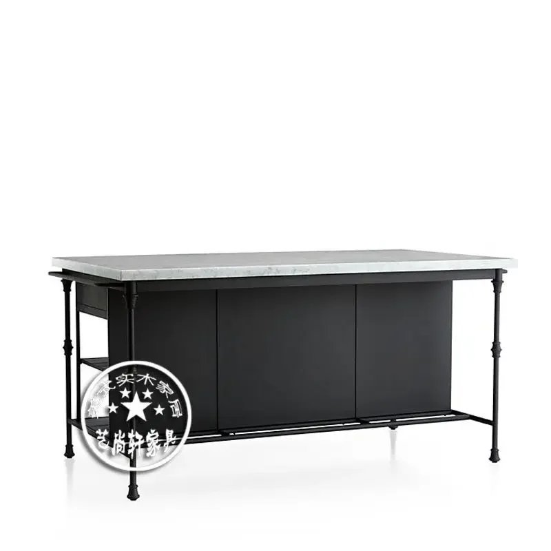 TAO  American wrought iron dining side cabinet open marble kitchen Nakajima cooking table multi-function