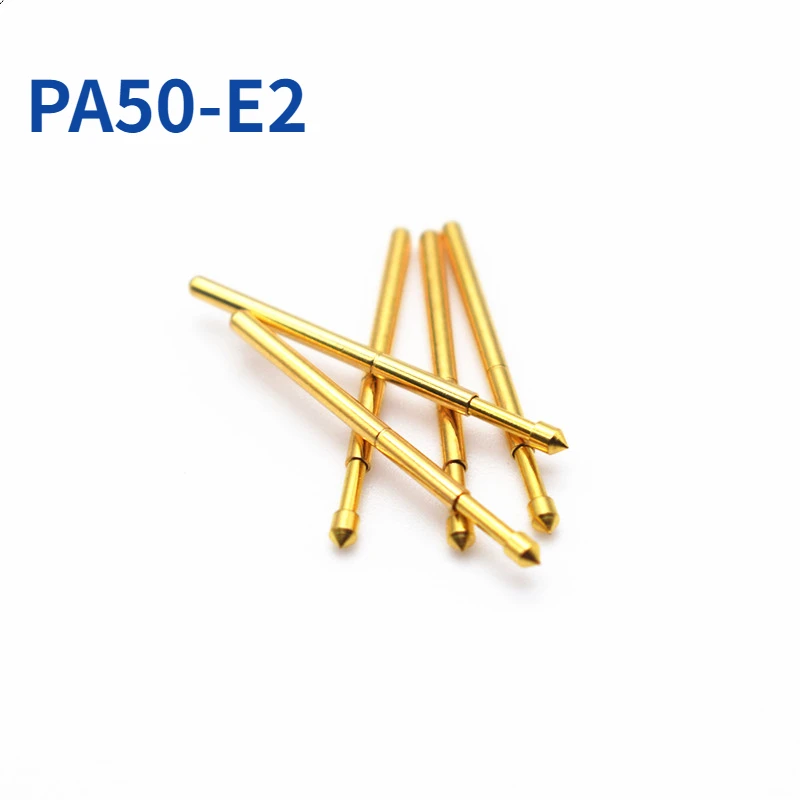 100PCS Gold-plated PA50-E2 Conical Head Spring Test Probe Needle Tube 0.68mm Long 16.55mm PCB Pogo Pin