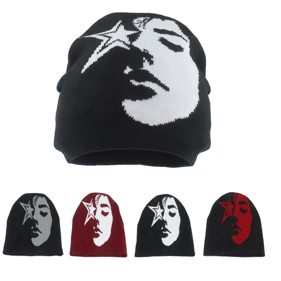 남녀공용 스컬리스 비니, 커플 하라주쿠 모자, 보넷 따뜻한 니트 비니, 패션 스트리트 힙합 모자, Gorro, Y2K, 2024 신상