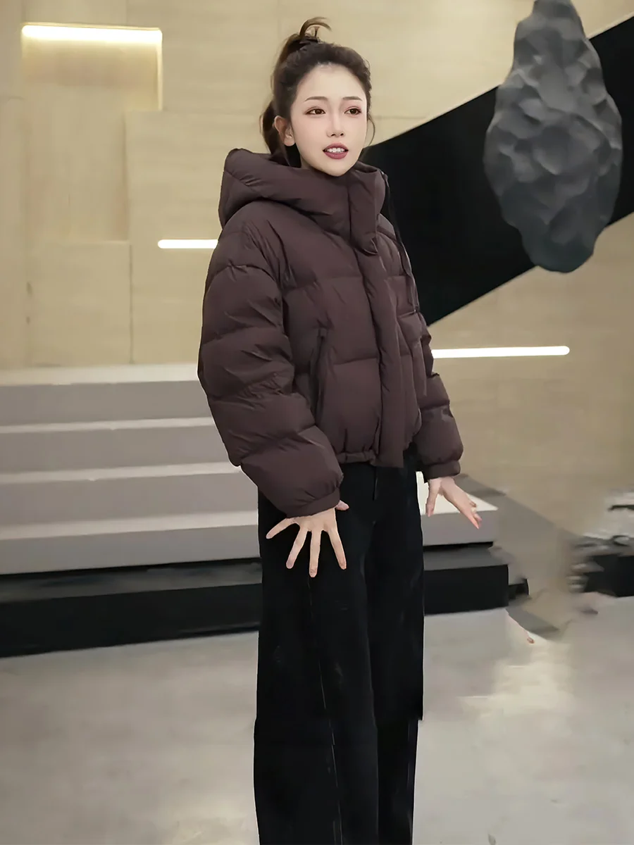 Dames witte winterjas met trendy kleur en hoedontwerp, warm en winddicht voor dagelijks gebruik.