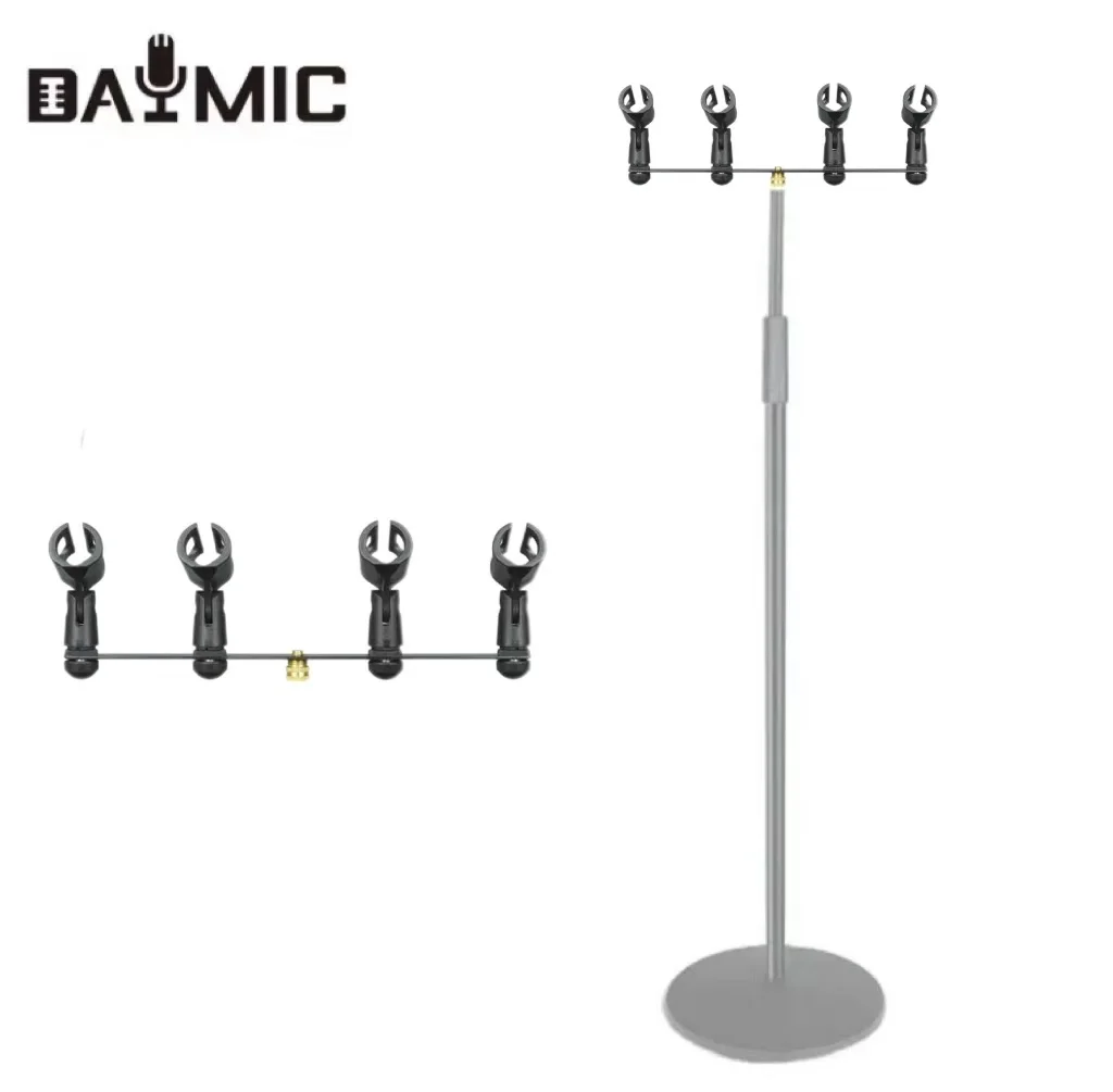 Microphone bar base mic holder with clips 마이크거치대 Stereo Array Spacing Mic Mount Bar for XY ORTF Recording double mic stand