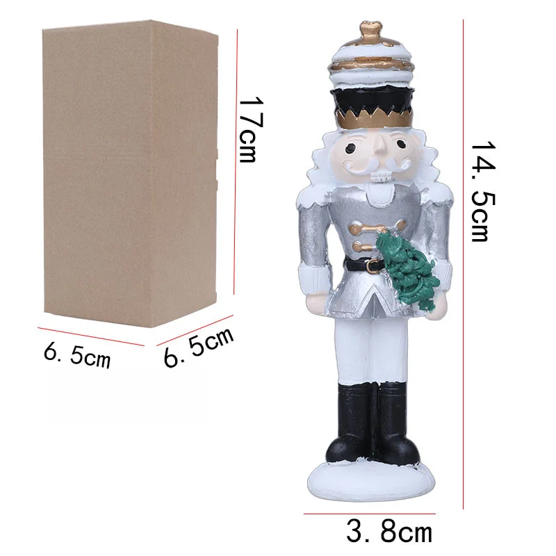 Resin Nutcracker Figurine 14.5cm Tall Seasonal Ornament for Home Decor Office Desk Shelf Festive Red Green Gold Silver view 4