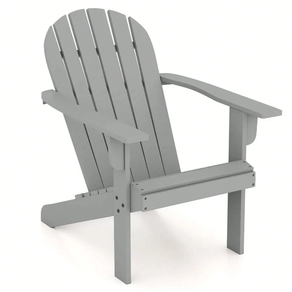 

Patio Adirondack Chair With Inclined Seat High Backrest Wide Armrests White Blue Gray Red