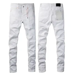 New top quality Purpless Jeans Men high Street white trousers brand Fashion high quality Repair Low Raise Skinny Denim pants