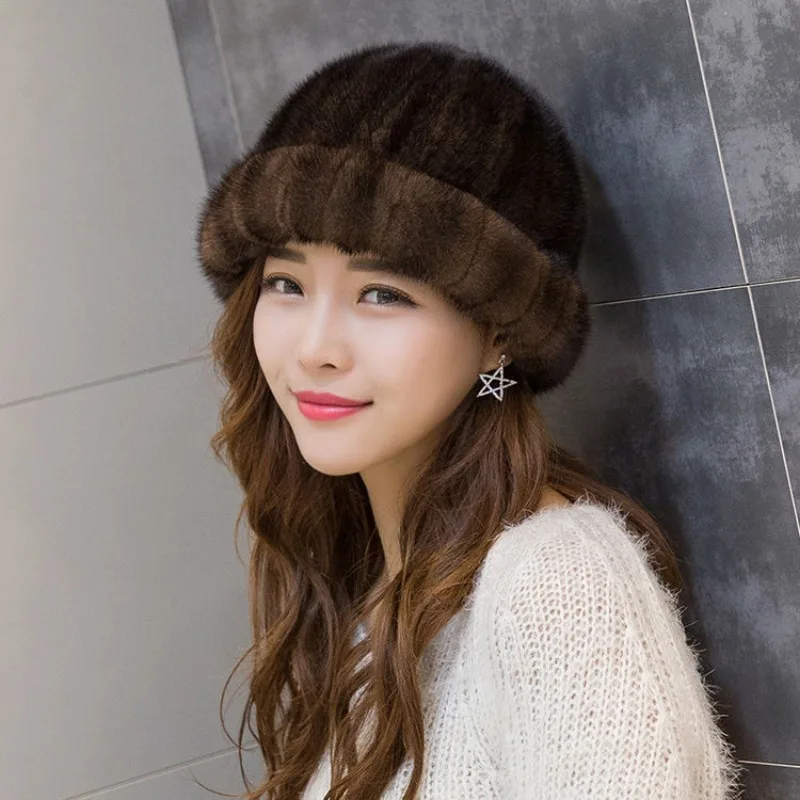 

2023 New Mink Fur Hat Winter Mother Headgear Korean Version Fur Hat Warm Princess Hat Fashionable Versatile Cap