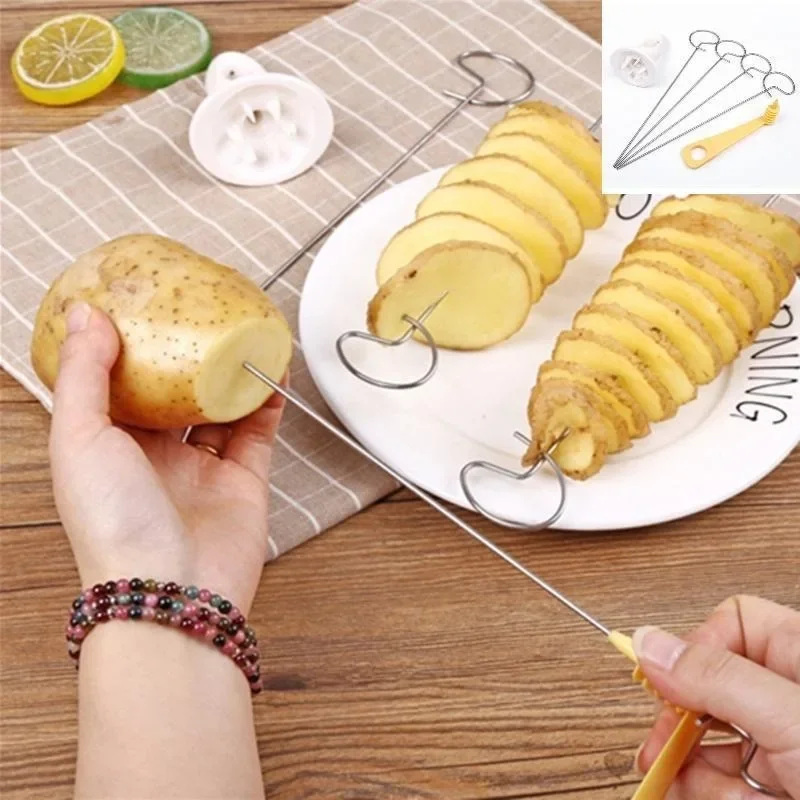 Cortador espiral de batata 6 tamanhos, fatiador de pepino, acessórios de cozinha, espiral de vegetais, cortador de batata espiral, utensílios de cozinha