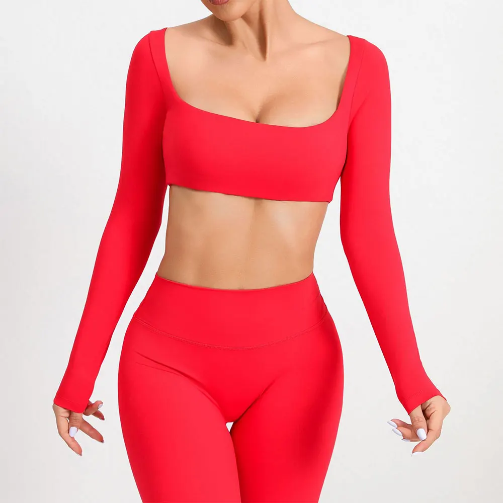 

Sexy Naked Feeling Long Sleeve Yoga Clothing Stretch Female Outdoor Running Quick Dry Sportswear Women Training Tight Yoga Suit