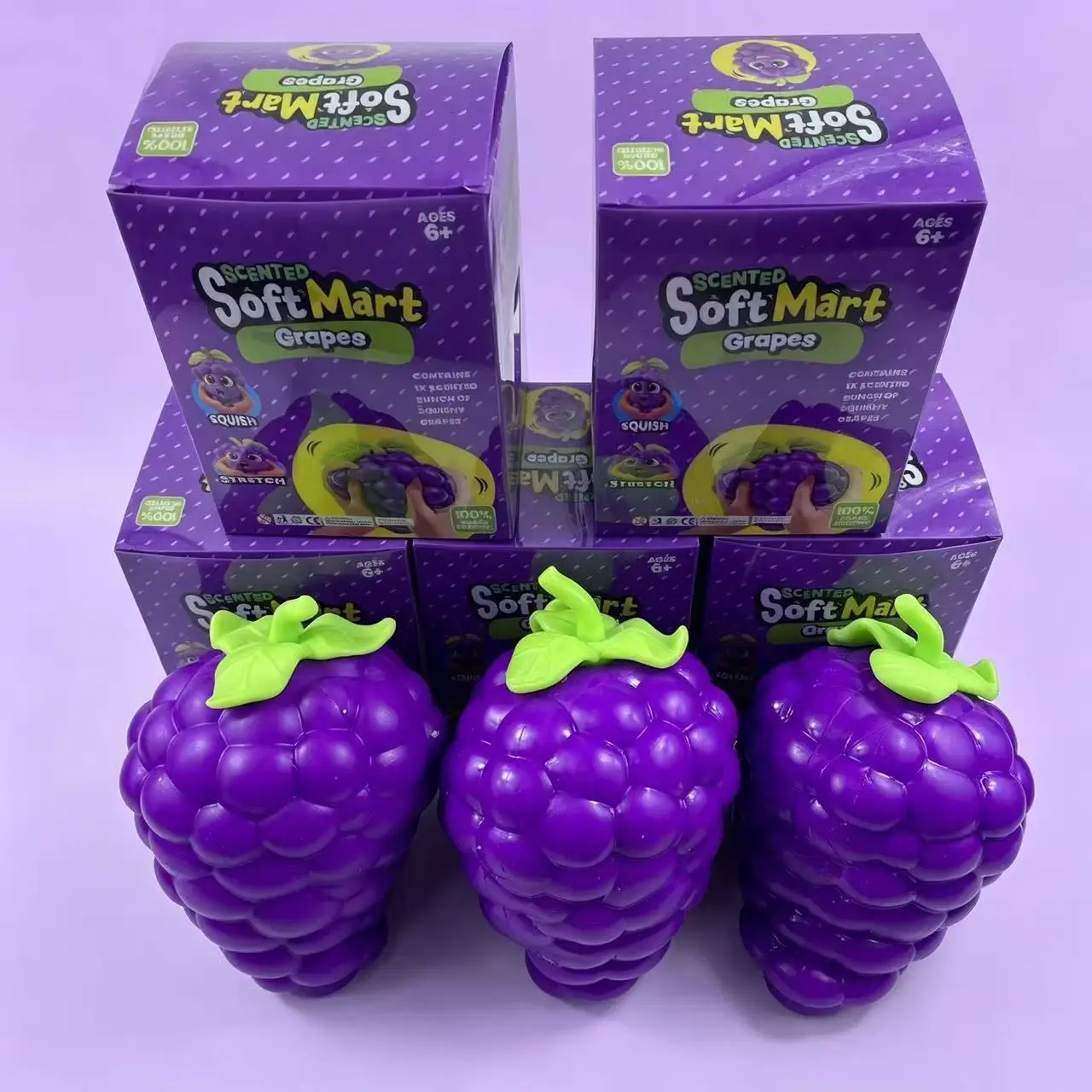 Oversized Purple Grape Squishy Fidget Toy, Stress‑Relief TPR Flour‑Filled Grape Squishy Toy