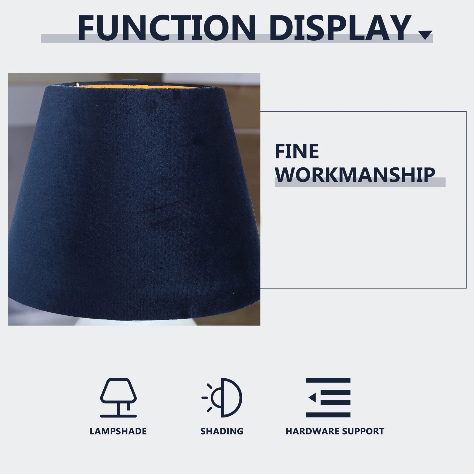 

Golden Lined Lampshade Medium Size Fabric Simple Cloth Light Cover Table Bedside Floor Wall Lamp Decorative Warm Style Lighting