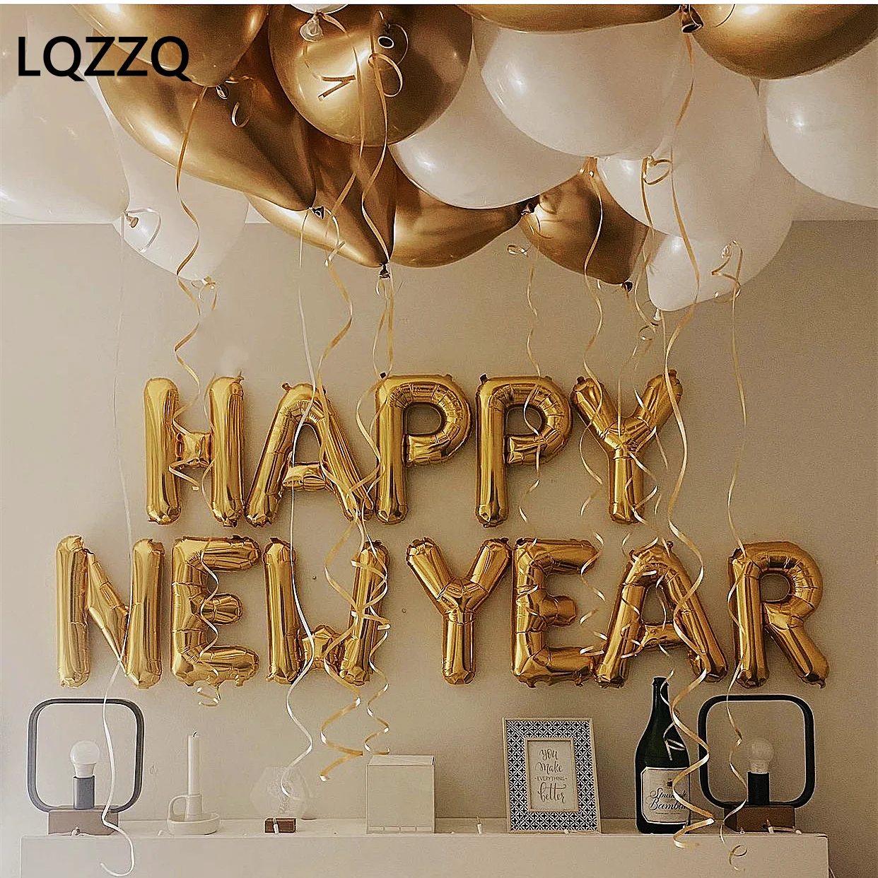 Happy New Year 2025 Balloons Gold Number 2025 Foil Balloons Happy New Year Letters Balloon Banner Gold New Years Eve Party Decor