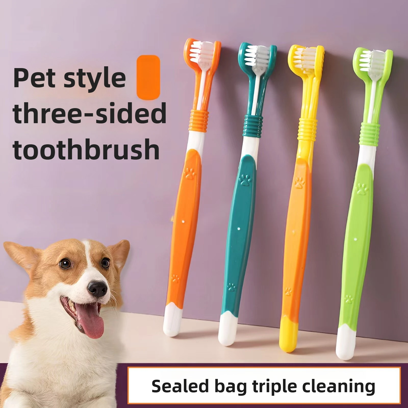 3-Sided Pet Toothbrush for Dogs & Cats – Tartar Remover — detail image 2