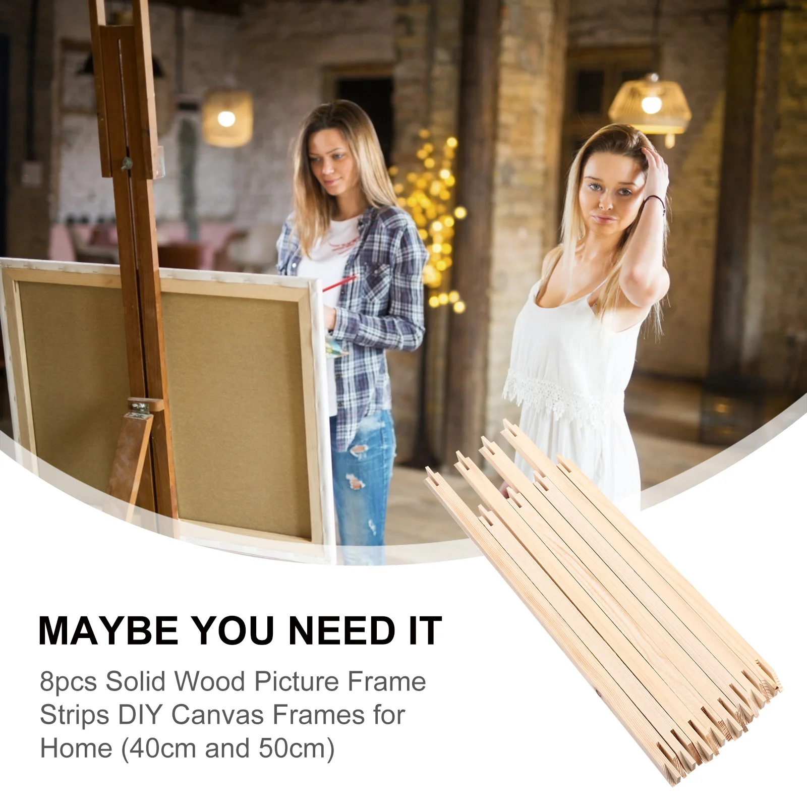 

8pcs Solid Wood Inner Canvas Stretcher Bars Kit for Photo Oil Painting Durable Square Design Wooden Frame Diy Picture