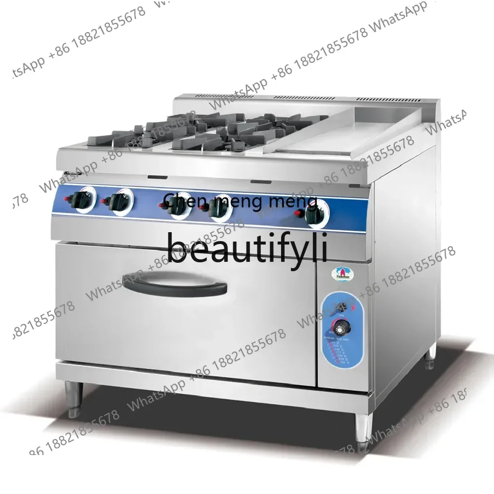 

Catering equipment, gas, casserole stove with eight heads, pot stove with air oven ovenX