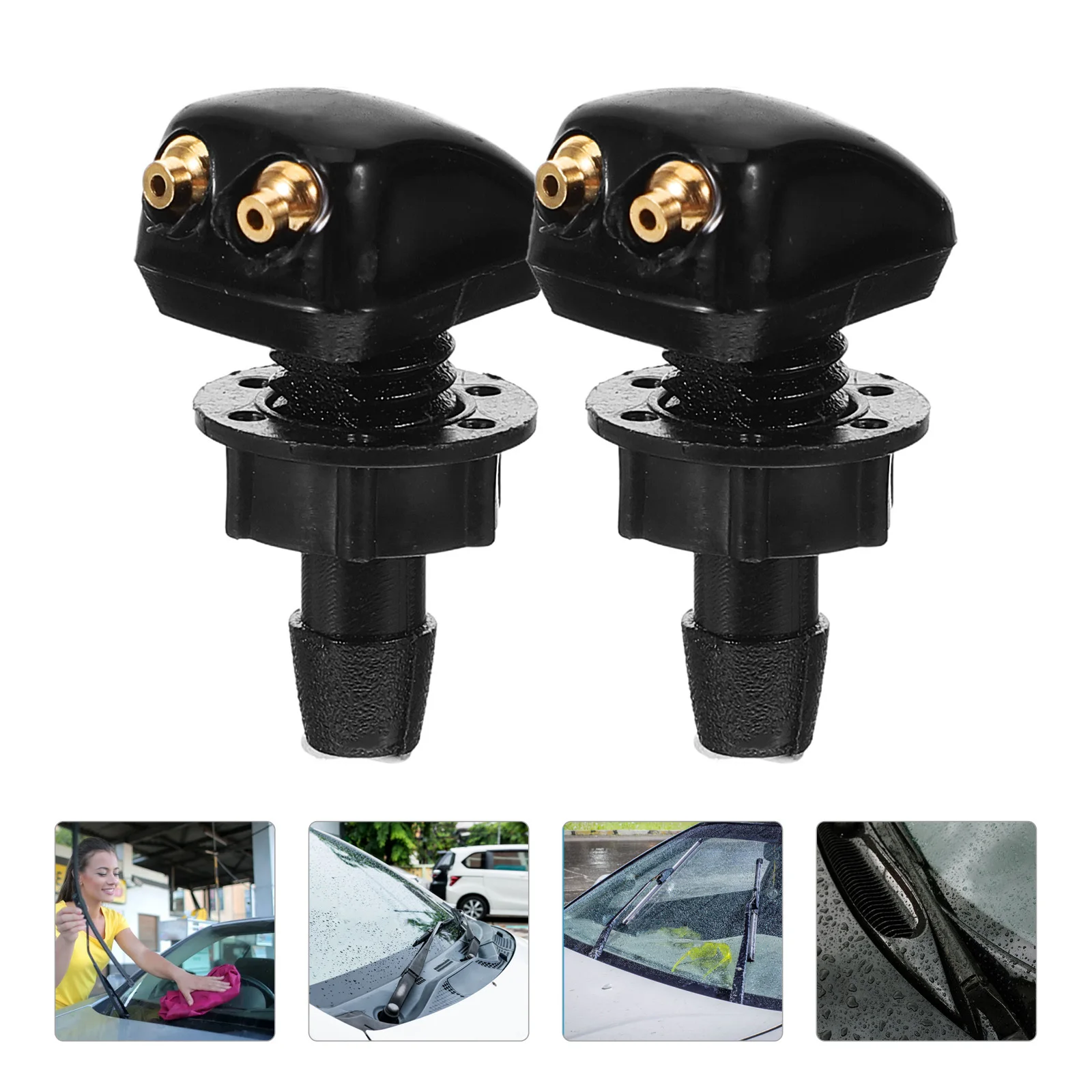 

2pcs Rain Brush Nozzles Front Windshield Washer Replacement Durable Spray Nozzle For Car Window Cleaning Automotive Electrical