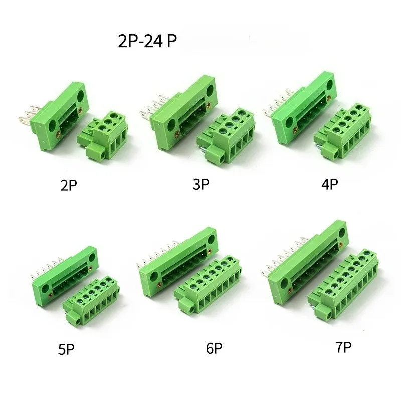 5Pairs 2EDGWB-5.08mm Pitch Plug-In Terminals through the Wall Solder-Free Butt with Flange Complete Set All Copper 2p-24p