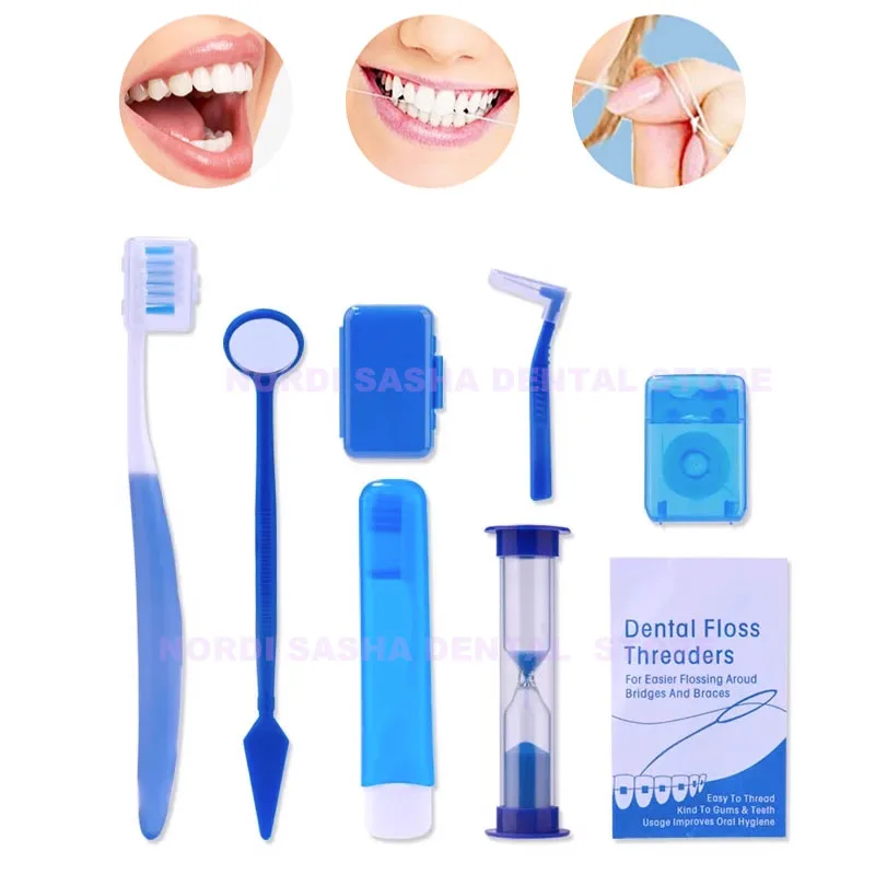 

5Bags/Lot Portable Orthodontic Invisible Bracket Care Kit Brace Foldable Toothbrush Floss Interdental Brush Dental Oral Cleaning