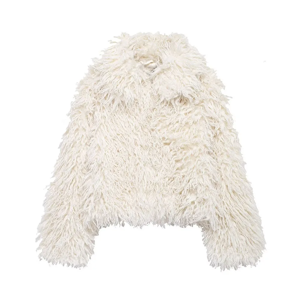 

DiYiG Women 2024 Winter New Fashion Lazy Style Faux Fur Warm Jacket Top Chic Lapel All-Match Long Sleeve Jacket Outerwear Mujer