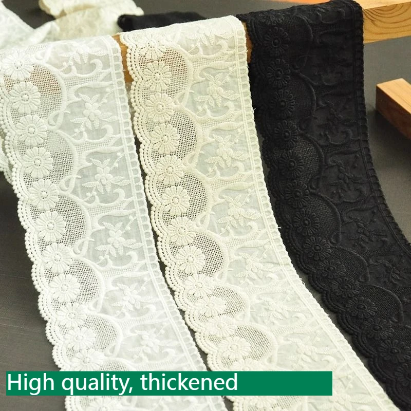 

White Black High Quality Thickened 10cm Wide Cotton Embroidery, Lace Clothes Handmade DIY Decorative Skirt Necklace Accessories