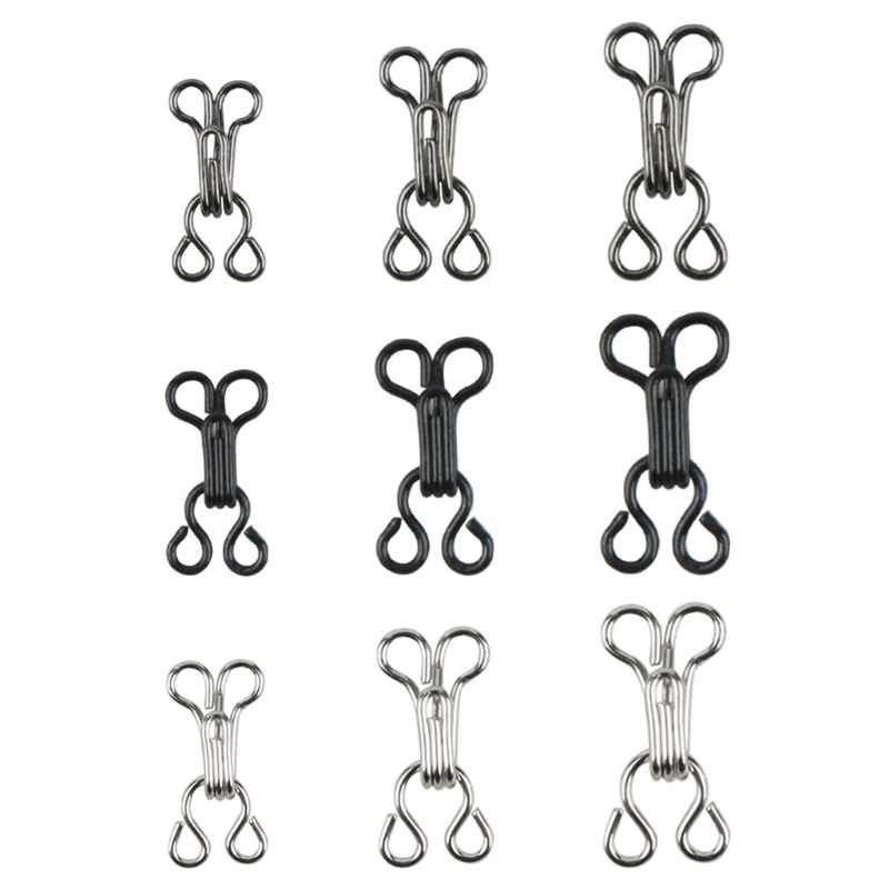 100Pcs/lot Sewing Hooks and Eyes Closure Bra Hooks Metal Eyes Closure Clothing Fasteners Sewing Snaps Hooks and Eyes Set