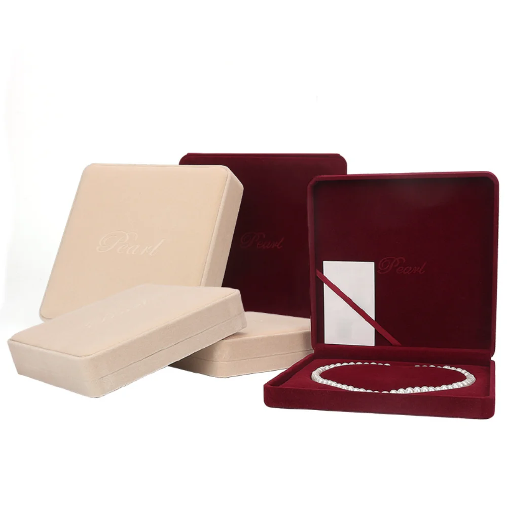 Pearl Necklace Storage Box Set Velvet Box for Wedding Pendants Jewelry Organizer Gifts Packaging Display Jewelry Box