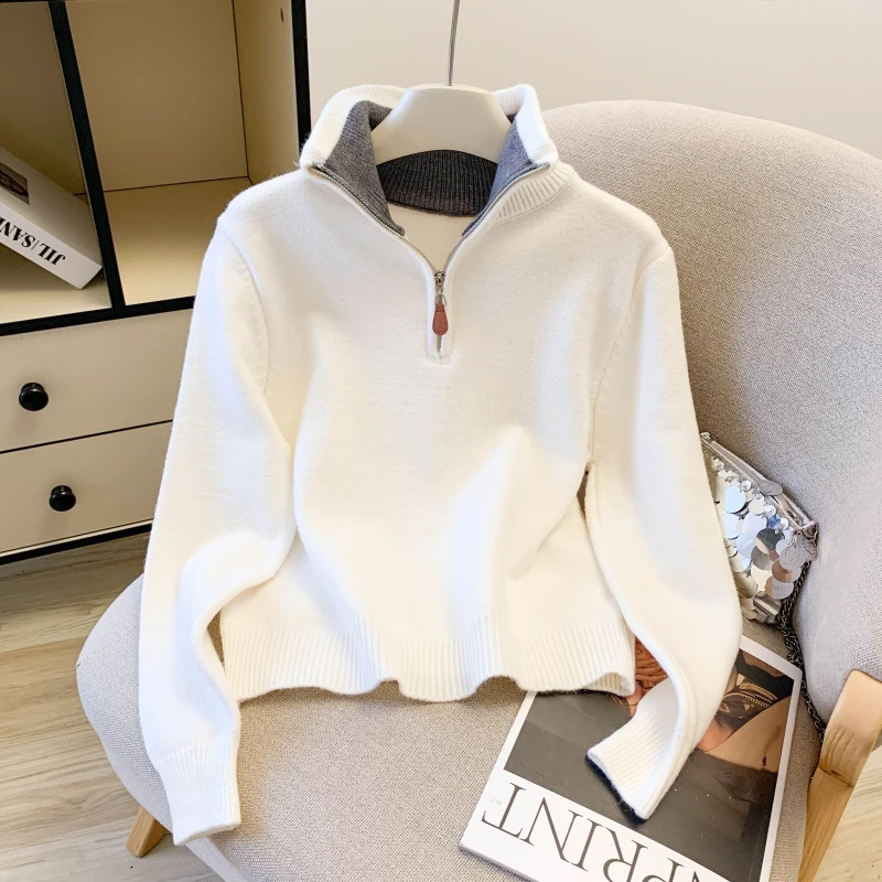 

Белый, серый, синий, корейский контрастный цвет, водолазка, короткий вязаный свитер, пуловер, топы, тонкий женский трикотаж с длинными рукавами, новинка осени