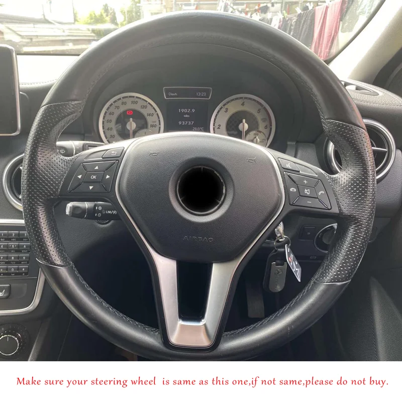 CARDAK Suede Leather Steering Wheel Cover for Mercedes Benz W176 W246 A-Class C-Class W204 C117 C218 X218 W212 C207 A207 X156