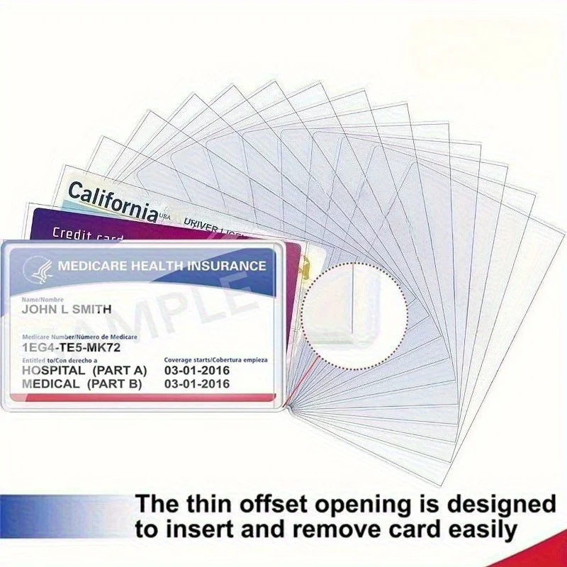 10 Pcs PVC Card Covers, Waterproof Clear Protective Sleeves for Credit, ID & Social Security Cards