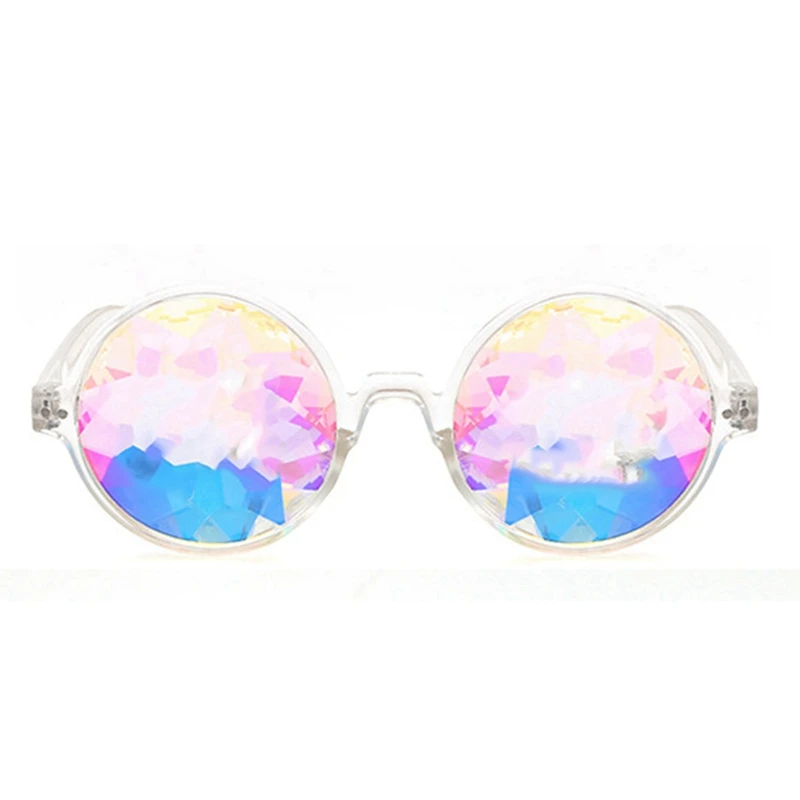 3X Kaleidoscope Glasses Rave Festival Party Sunglasses Diffracted Lens-Transparent