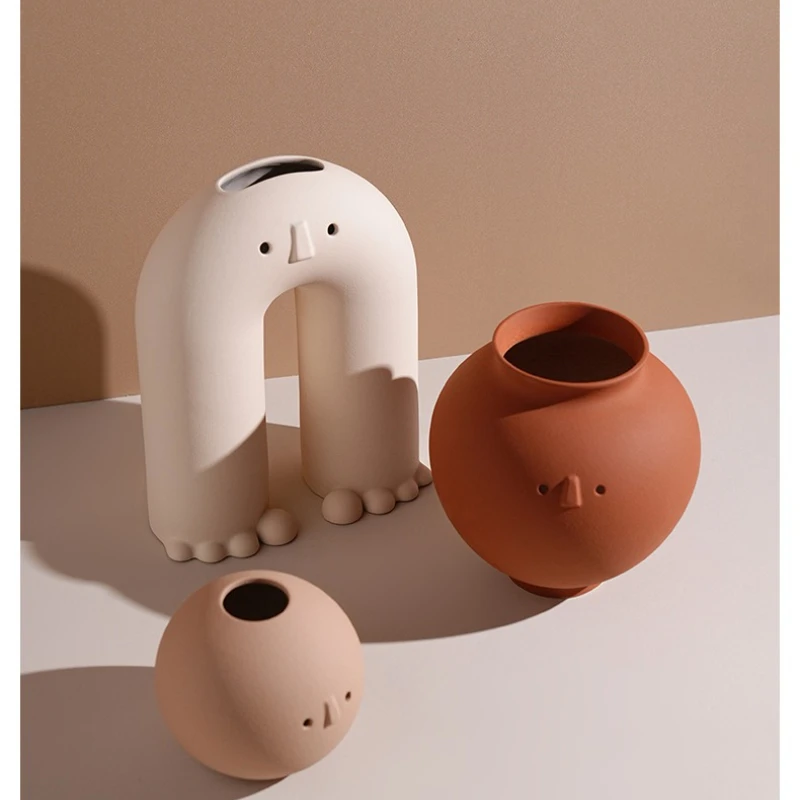 Sala de estar vestíbulo arte de escritorio arreglo floral decoración lindo y creativo estilo Wabi Sabi florero de cerámica decoración del hogar nuevo