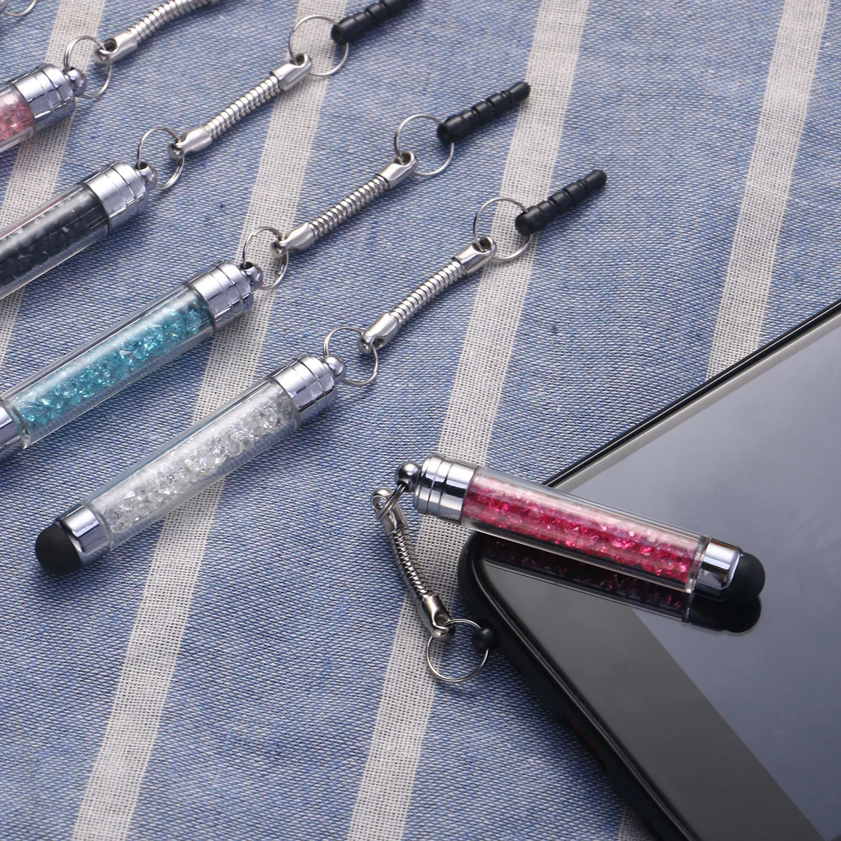 

5 PCS Rhinestone Touch Pen Mobile Phone Pendant Tablet Pens Stylus for Touchscreen