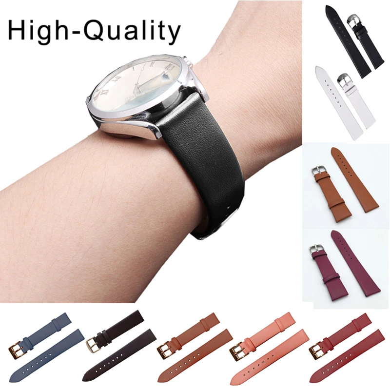 12mm 14mm 16mm 18mm 20mm 22mm Watchbands Genuine Leather Watch Band Straps Watch Accessories Women Men Brown Black Belt Band