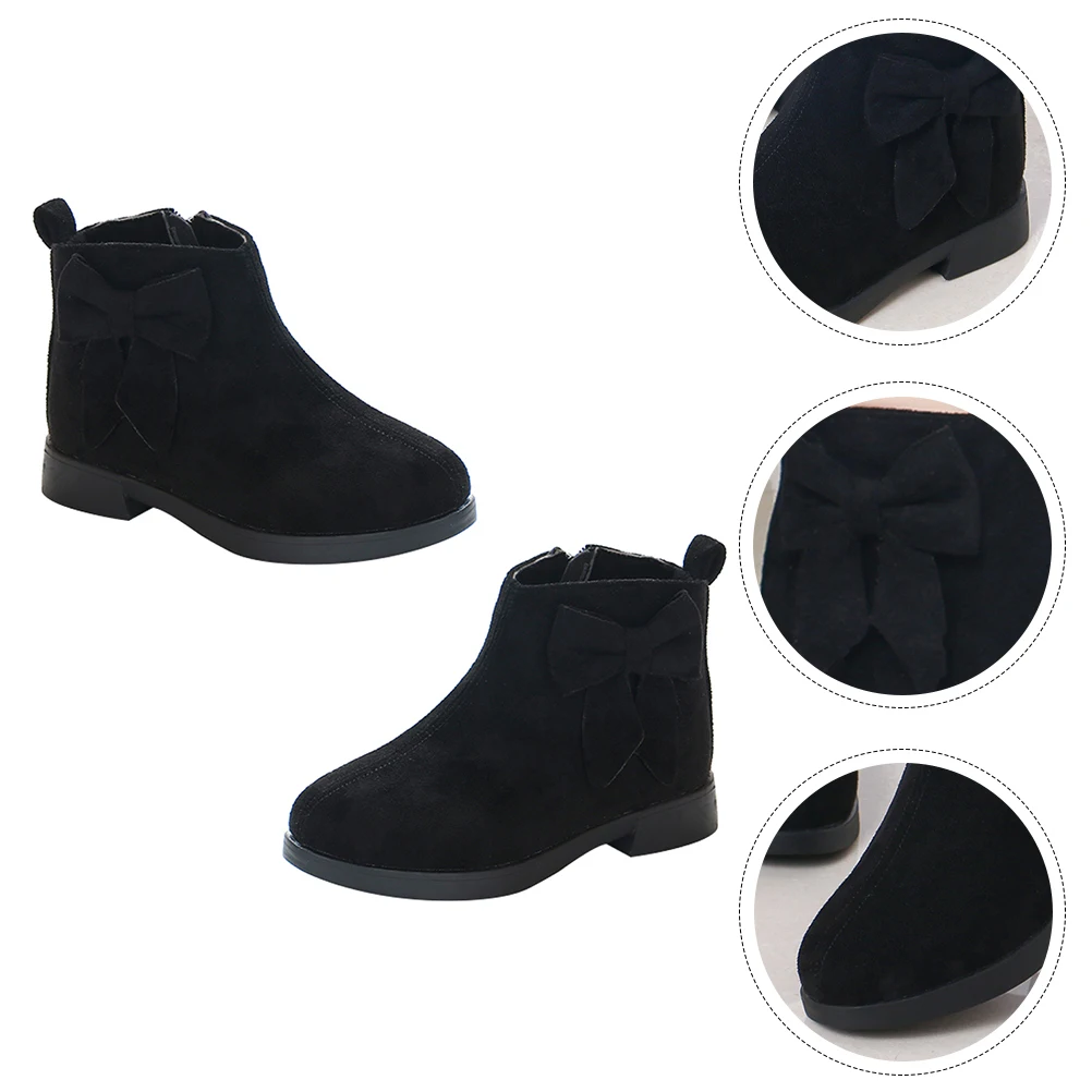 

Girls Winter Shoes Kids Casual Ankle Boots Children Bow Booties Warm Single Lining Anti Slid Rubber Sole Toddler Fall Short