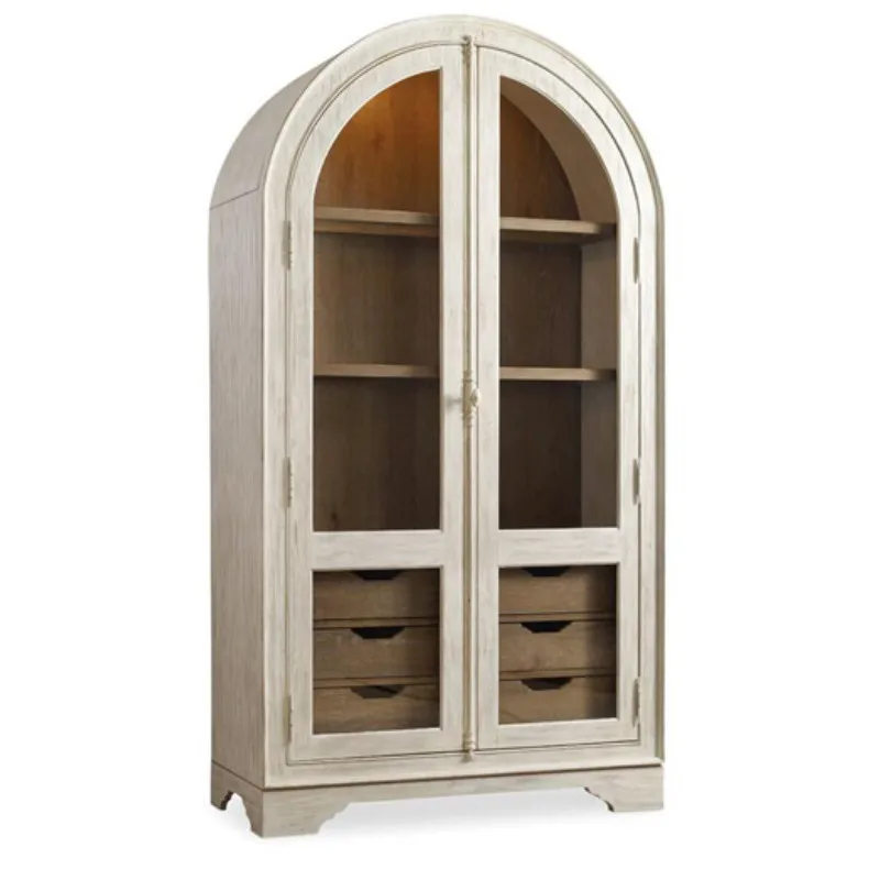 

American-Style Solid Wood Bookcase Light Luxury Small Bookshelf French Retro Arch Curio Cabinet Nordic Sideboard Cabinet