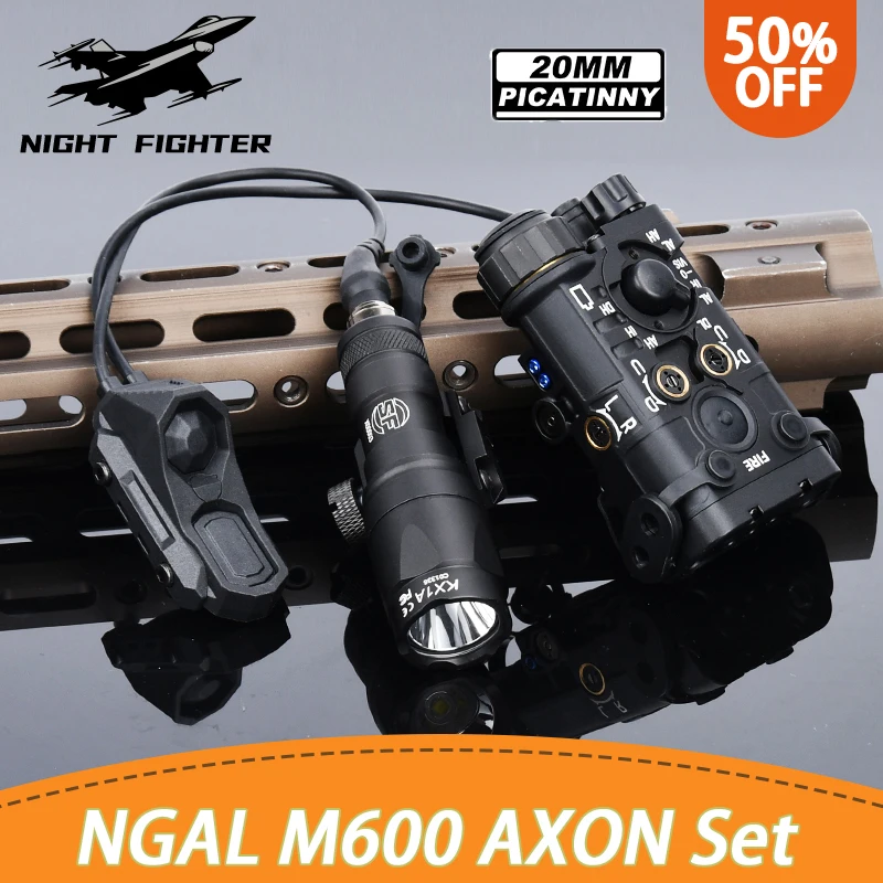 

Tactic Metal NGAL Surefir M300A M600C Flashlight With AXON Dual Function Swtich Fit 20mm Rail Airsoft Hunting LED Light Laser