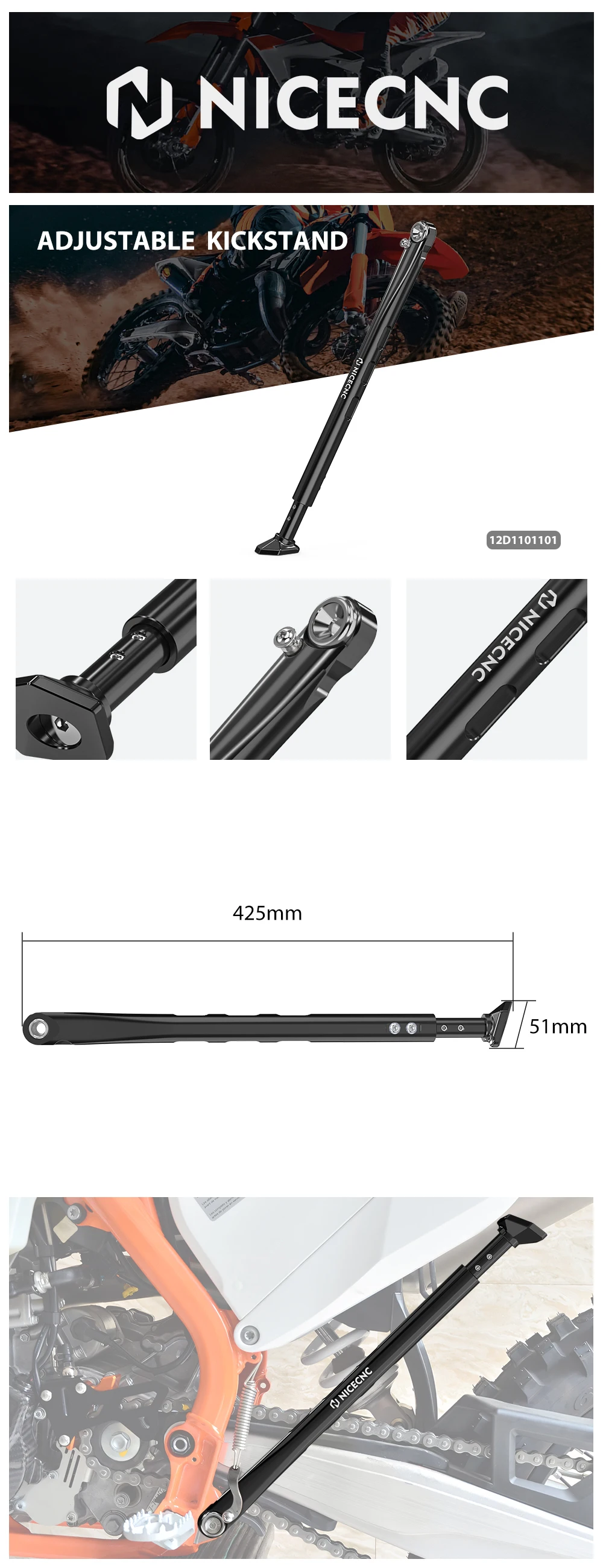 Verstellbarer Ständer für 2023 2022 KTM EXC 300 XCW XCF-W EXC-F 500 450 350 Husqvarna TE 300 FE 450 350 GasGas EC 300 EC 250 – Detail 1
