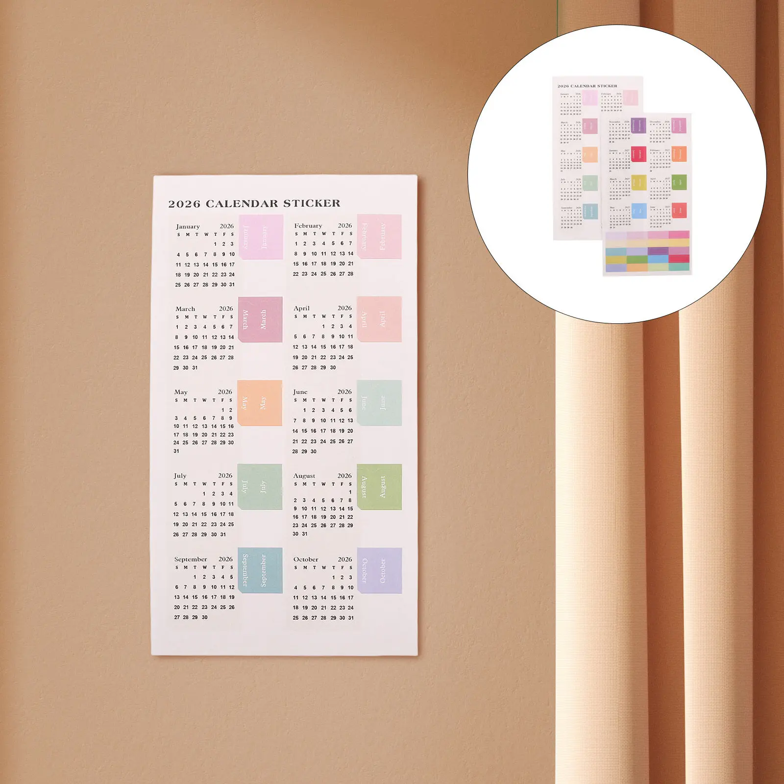 

10 Sheets Monthly Index Divider Tabs 2026 Adhesive Stickers for Planner Diary Journal Calendar Schedule Organizer Page Markers