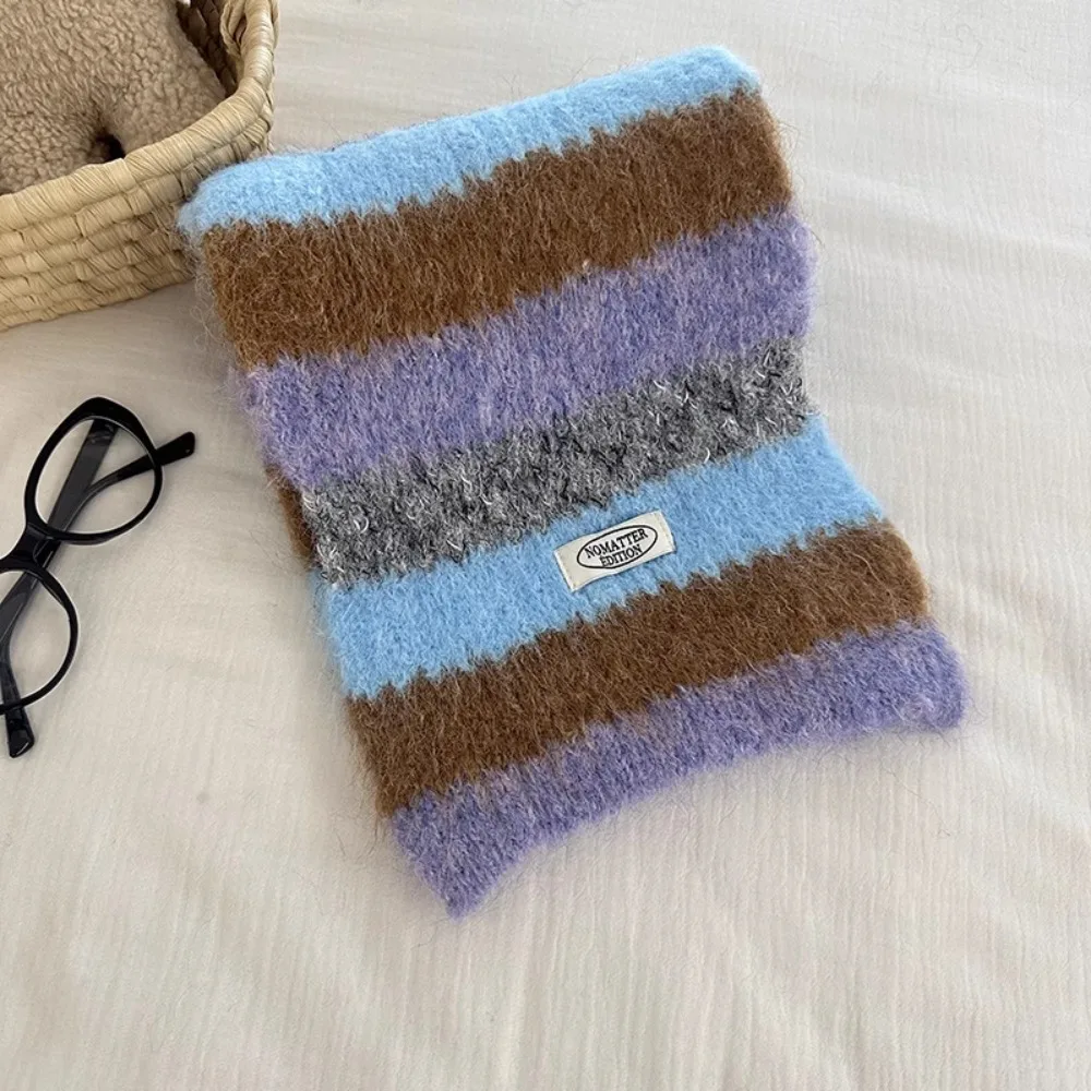 

Simple Preppy Style Plaid Wool Scarf Long Plush Winter Cashmere Scarves Korean Style Warm Knitted Shawl Student