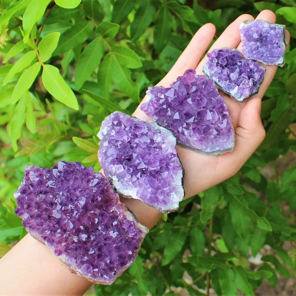 1PC 3A Raw Amethyst Cluster – Natural Purple Stone Spiritual, Positive Energy & Calming Crystal 3-5/5-7/7-10cm