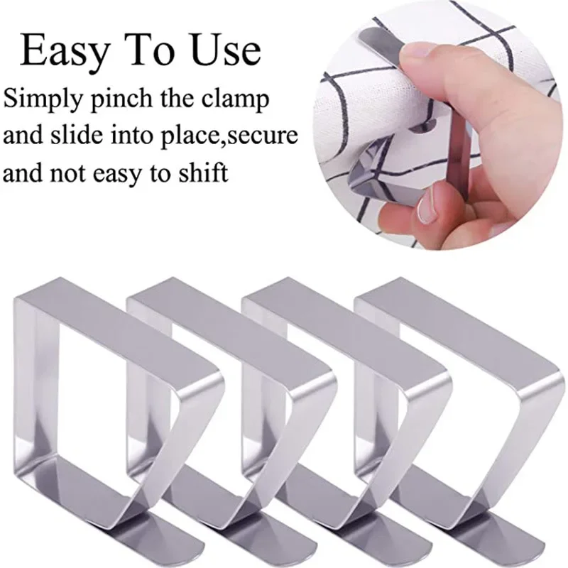 8pcs Stainless Steel Tablecloth Tables Cover Clip Holder Cloth Clamps Picnic Wedding Party Promenade Home Garden Supplies