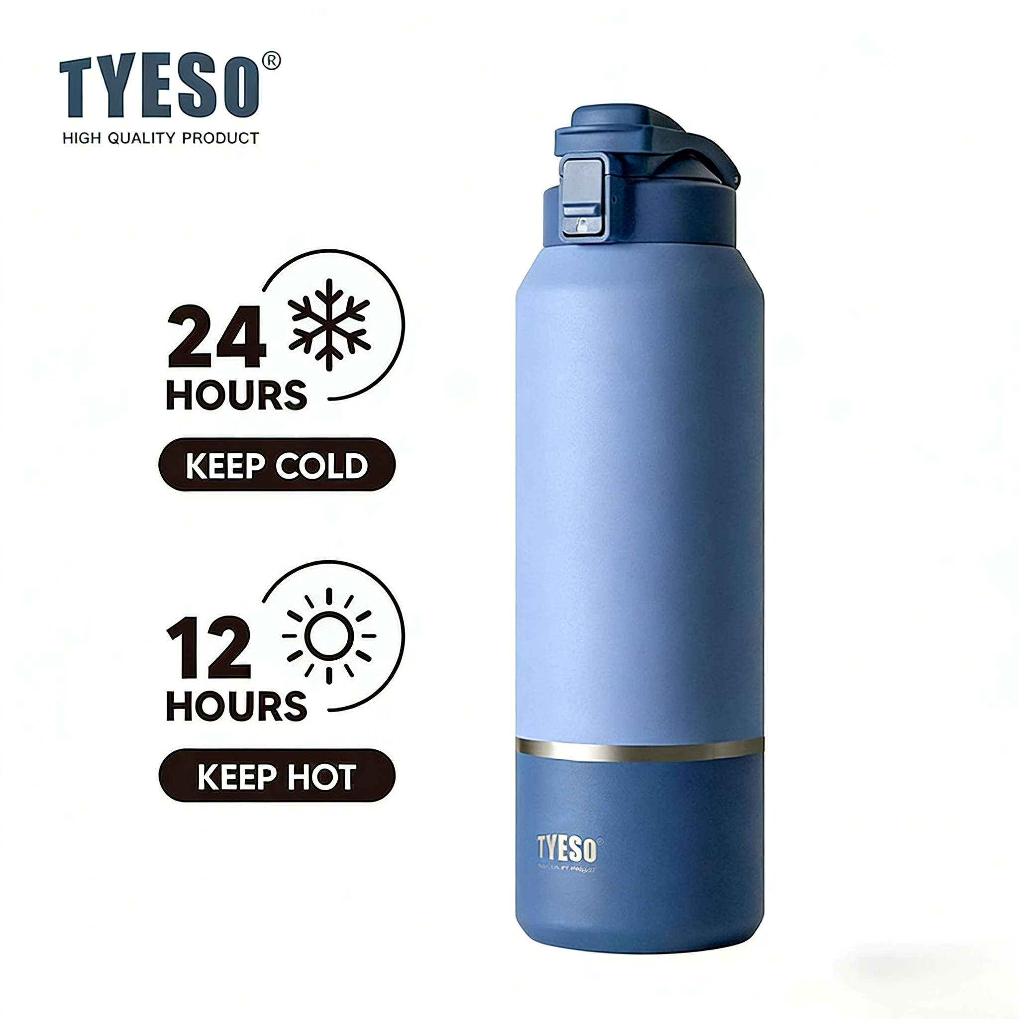 

Tyeso 1500ML Vacuum Flasks Water Bottle Travel Mug with Handle Leak-Proof Lid for Outdoor Sports Hiking Large Capacity Drinkware