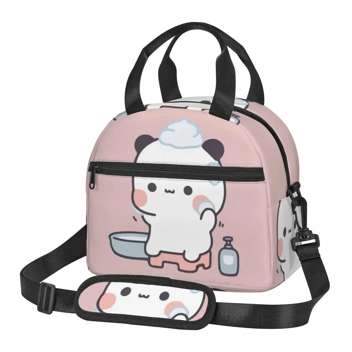

Panda Bear, Bubu Dudu In Bathroom Lunch Bags Insulated Bento Box Resuable Lunch Tote Picnic Bags Thermal Bag for Woman Office