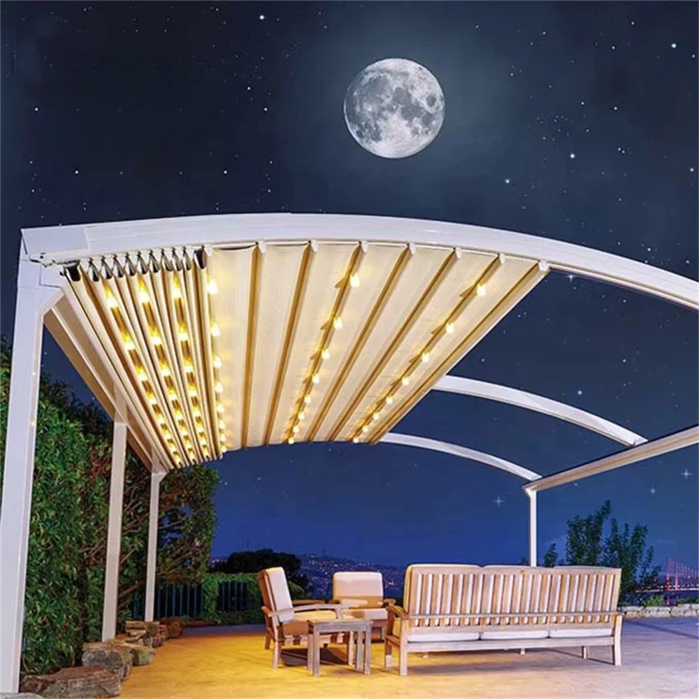 

Sun Shading Awning Motorized Retractable Awning Pergola Outdoor Terrace Sliding Shades Retractable Roof for Restaurants or Bars